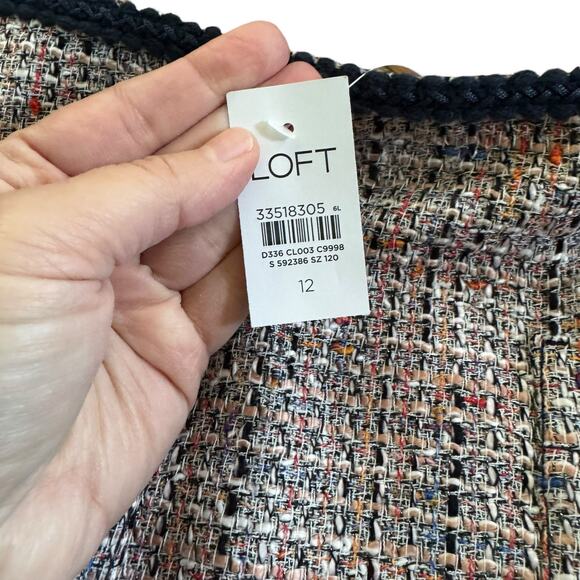 LOFT Tweed Pocket Shift Mini Skirt NEW Colorful Lined Office Siren NWT Size 12 - Picture 9 of 13